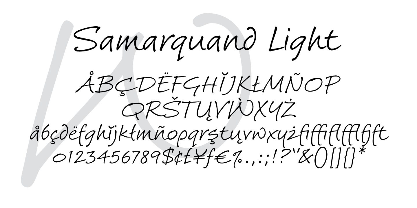 Пример шрифта Samarquand Light